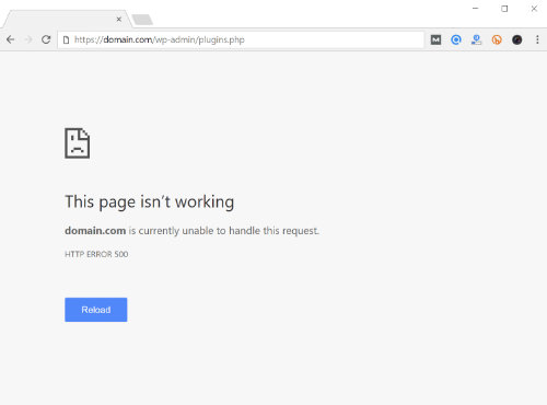 Google Chrome's Default 500 Error Screen