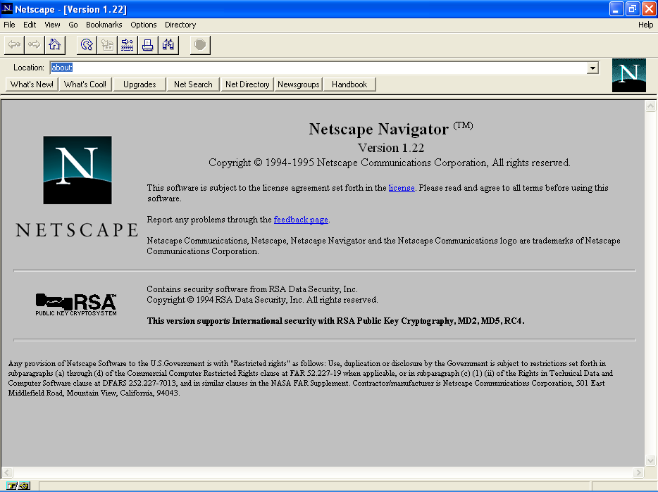 A screenshot of Netscape Navigator version 1.22