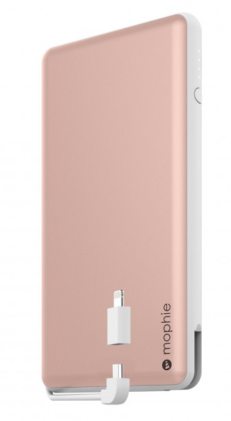 The Mophie Powerstation Plus XL, shown in the color Rose Gold.