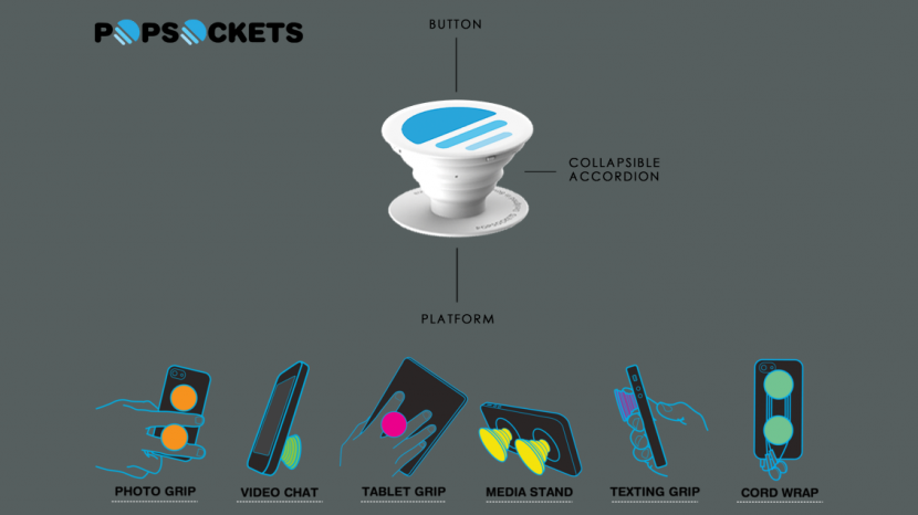 This diagram shows the many uses of PopSockets.