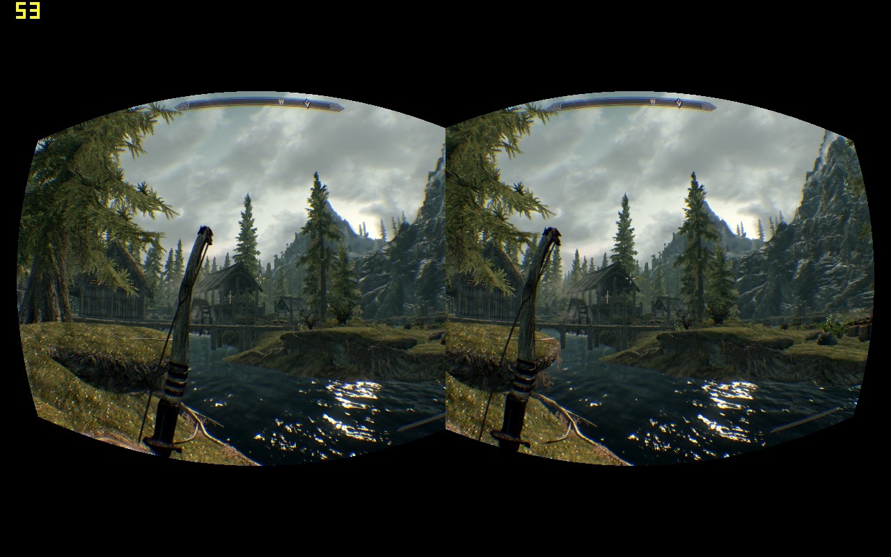 Demonstration of Tridef Stereoscopic 3d drivers working in Side By Side mode in Skyrim