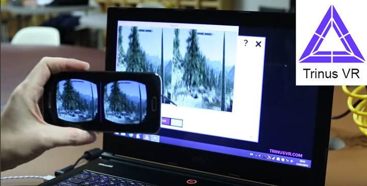 Trinus VR software streaming stereoscopic 3d output from a computer to a phone over wi-fi