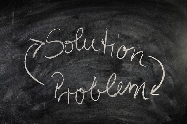 A problem solution loop drawn on a chalkboard