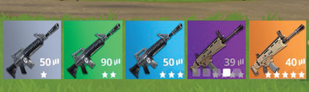 The RPG-esque loot system, with weapons of 5 different rarities.