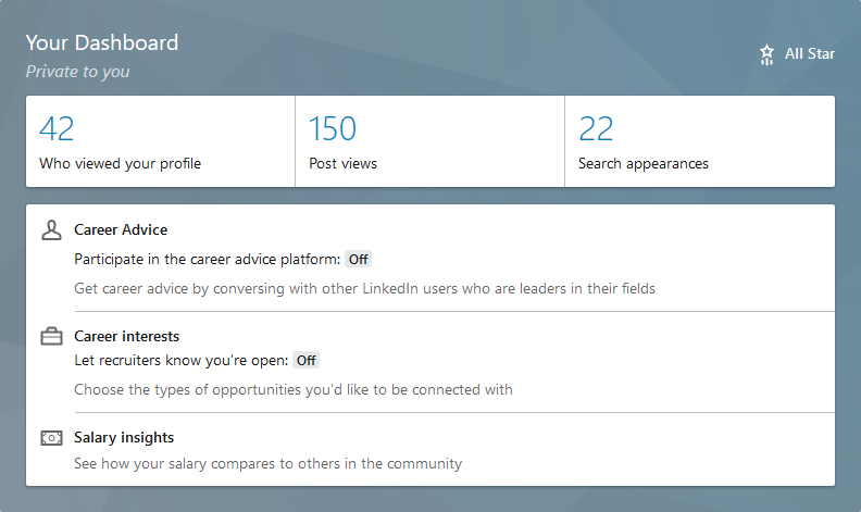 linkedin dashboard