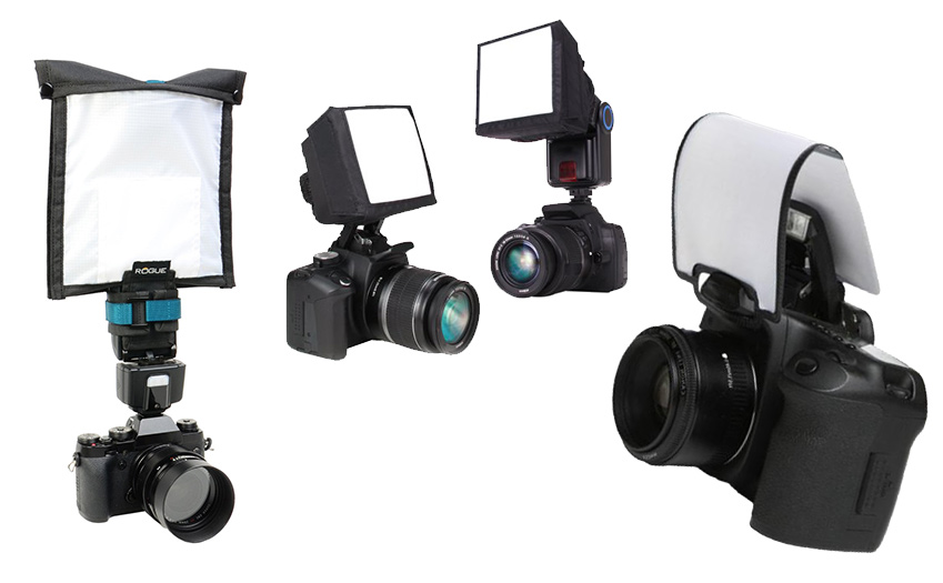 Here are cameras that have different types of flashes on them.